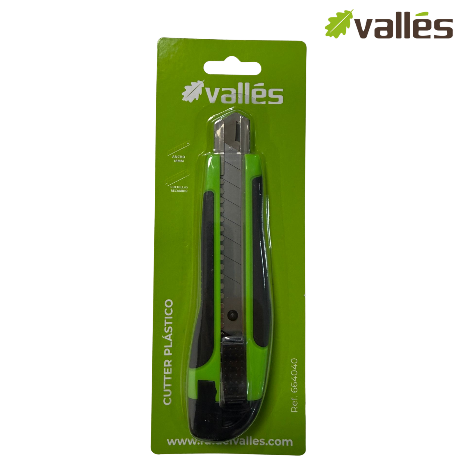 CUTTER PLASTICO HOJA 18MM + 2 CUCHILLAS DE RECAMBIO - Imagen 2