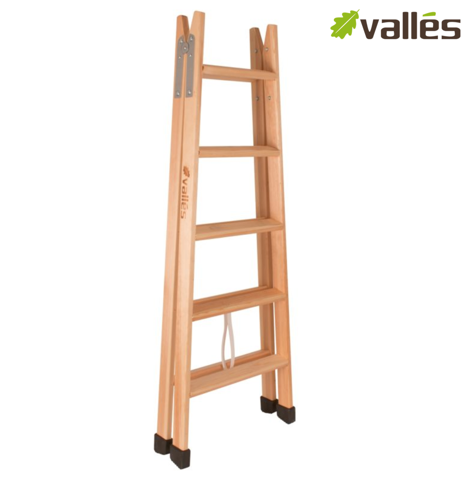 Escalera de madera con 5 peldaños planos + conteras