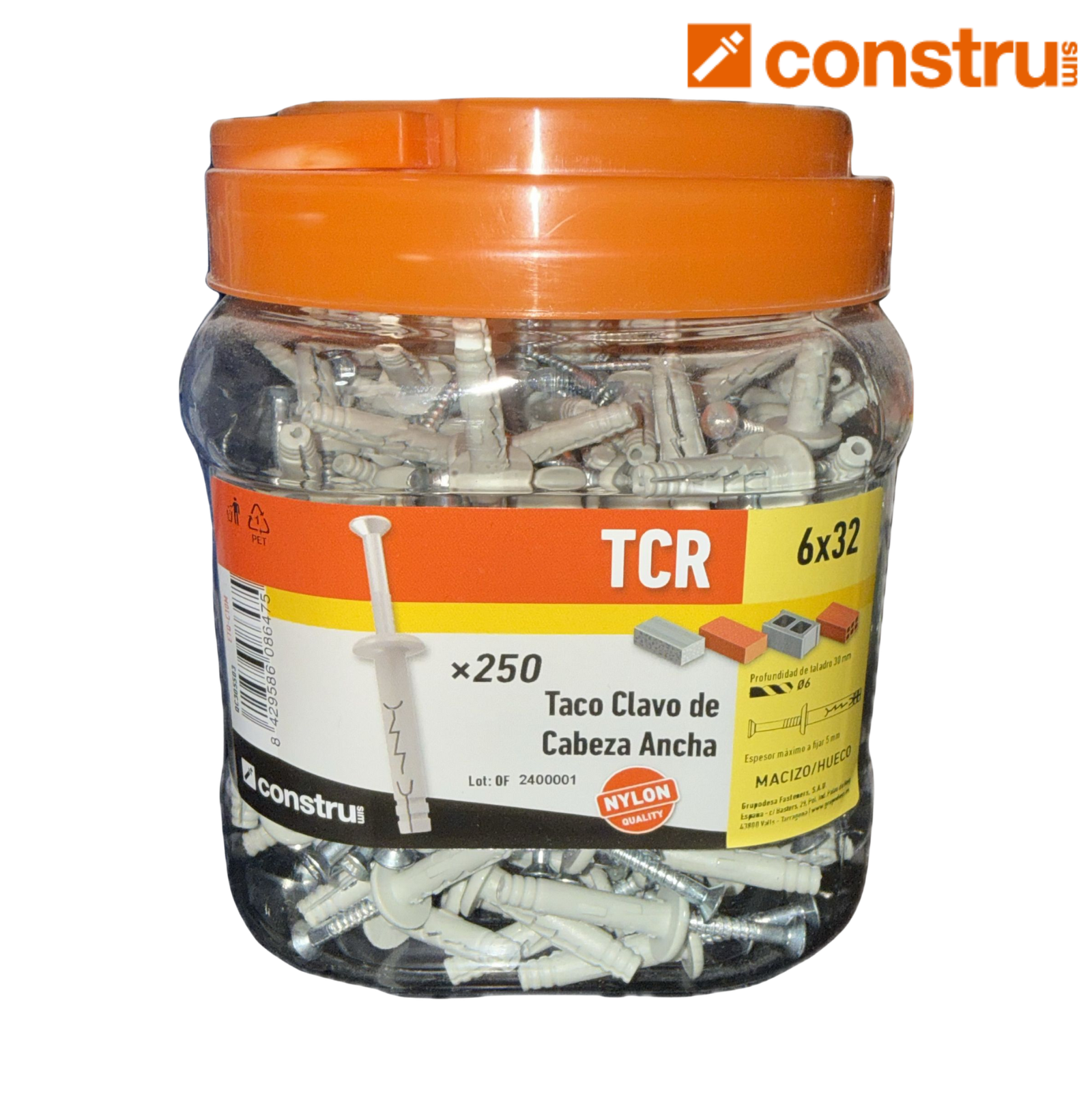Taco clavo TCR Placa 6 x 32 (250ud) - Imagen 2
