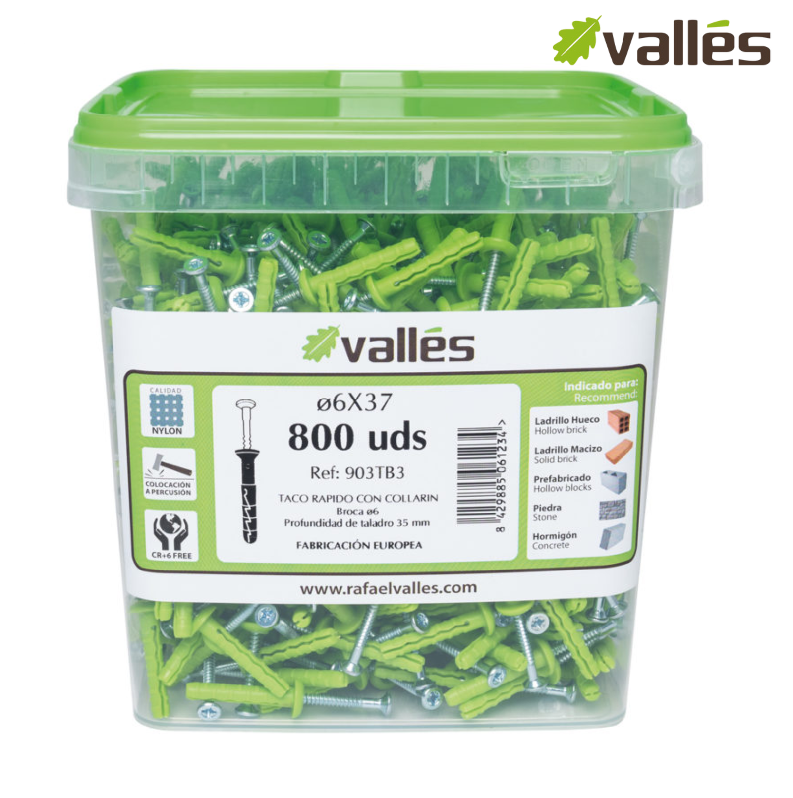 Bote taco rapido con collarin 6x37 (800ud)