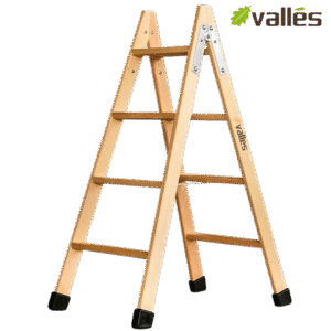Escalera de madera con 4 peldaños planos + conteras