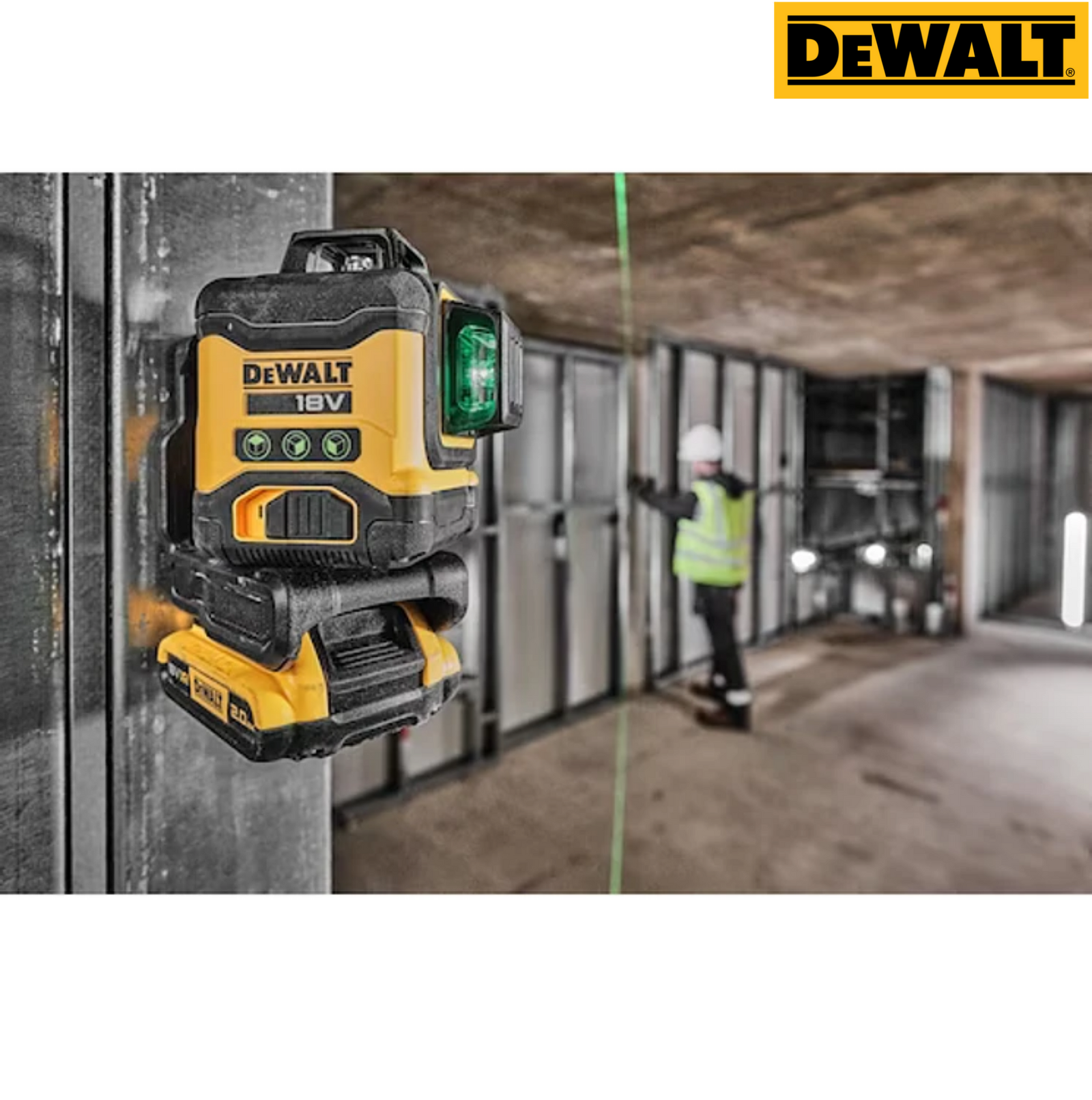 Nivel láser verde de 3 líneas 360 + cargador + batería 2ah - Imagen 4